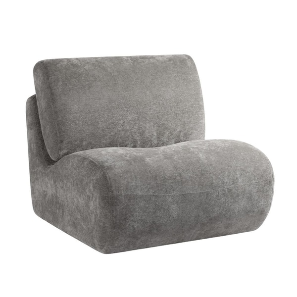 Modern Taupe Chenille Swivel Lazy Sofa Accent Chair with Armless (Set-1)