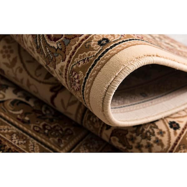 Majestic Beige Cream, Traditional 3 ft. x 7 ft. Persian Indoor Runner Rug