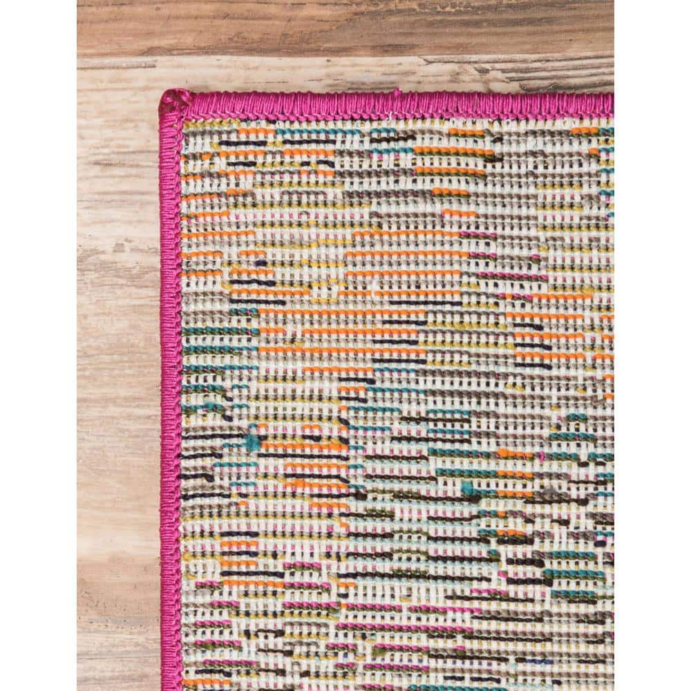 Colorful Abstract Rectangular Synthetic Indoor Area Rug