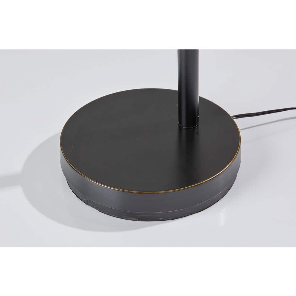 Arcadia Outdoor Black Metal Arc Floor Lamp with Oatmeal Shade