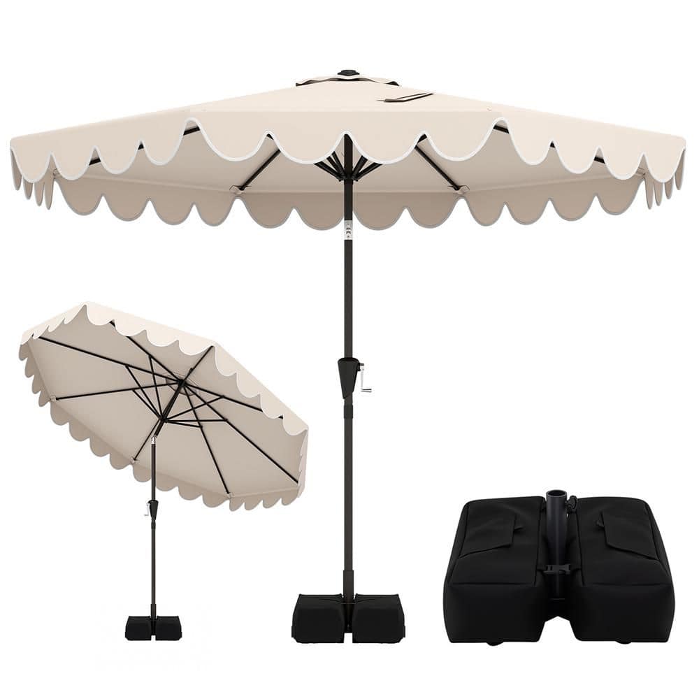10 ft. Patio Umbrella with Weighted Base Included Outdoor Market Umbrella with Push Button Tilt and Crank Beige price history on PriceWatchPro