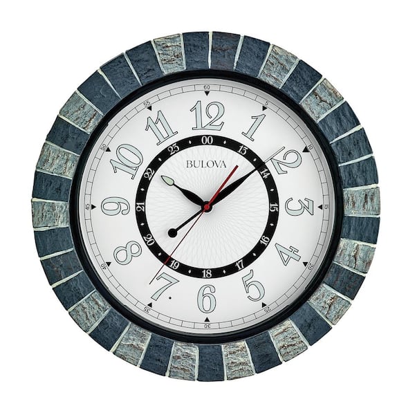 Bulova The Garden Party 18 in. wall clock with multi-colored resin frame, indoor outdoor use