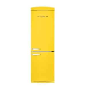 Classic Retro 23.8 in 11.7 cu. ft. Frost Free Retro Bottom Freezer Refrigerator in Canary Yellow, ENERGY STAR