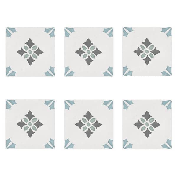 Aster Poppy Blue 8.77 in. x 8.77 in. Matte Porcelain Floor and Wall Tile (6.99 Sq. Ft./Case)