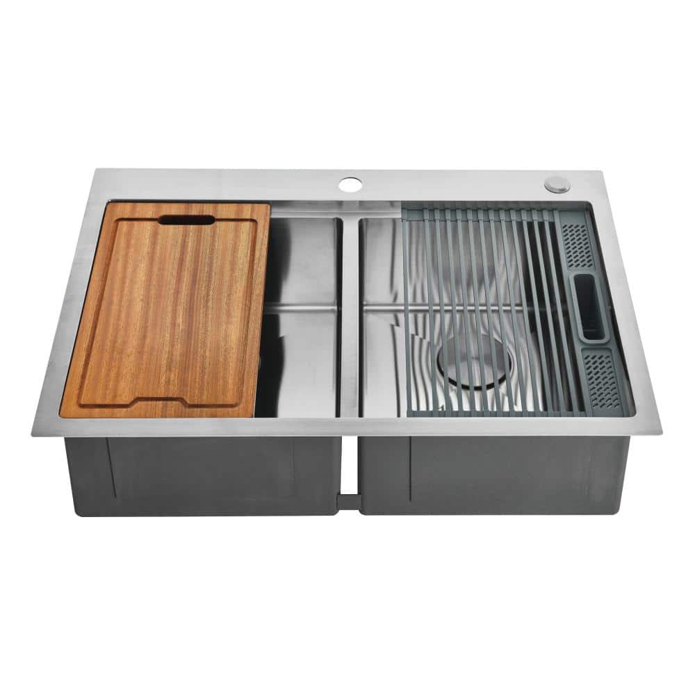 Uptowne 33 in. Drop-In/Undermount 50/50 Double Bowl Stainless Steel Kitchen Sink with Accessories price history on PriceWatchPro