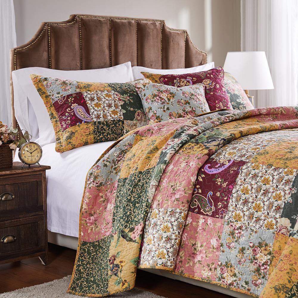 Greenland Home Fashions Antique Chic 3-Piece Multicolored King Quilt Set  GL-0407AMSK - The Home Depot