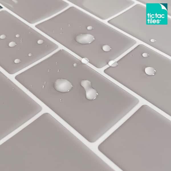 Tic Tac Tiles Subway Gray 12 in. W x 12 in. H Peel and Stick