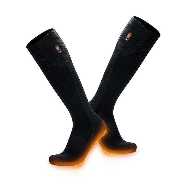 ORORO Unisex Medium Black Coolmax Blend Rechargeable Heated Socks with 7.4-Volt Lithium-Ion Batteries (1-Pack)