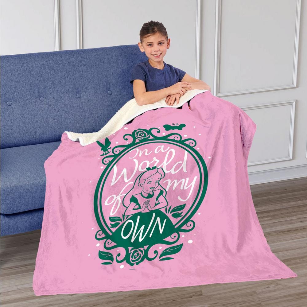 Pink and Green Sherpa Kids Unisex Throw Blanket