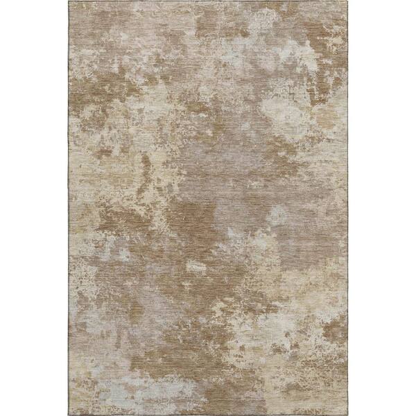 Mayfield Premium Machine Washable Abstract AMF2364 Brown 9 ft. x 12 ft. Area Rug