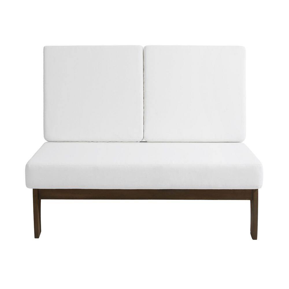 Acacia Wood Teak Frame Outdoor Club Armless Loveseat with Beige Cushions (Set of 1) price history on PriceWatchPro