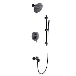 Luviah 1-Spray Tub and Shower Faucet Combo with Round Showerhead and Handheld Shower Wand in Matte Black