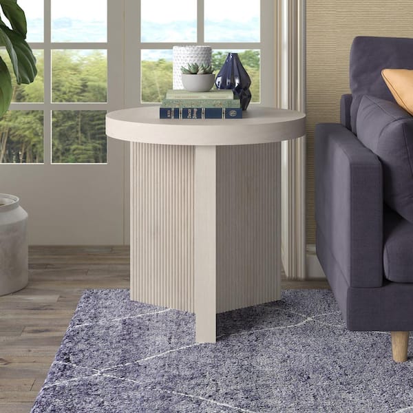Meyer&Cross Holm 22 in. Alder White Round MDF Top End Table