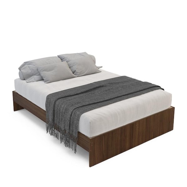 Polifurniture Victoria Brown Wood Frame Full Size Platform Bed with Headboard