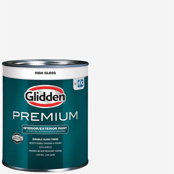 Glidden Premium 1 qt. White High-Gloss Latex White Interior/Exterior Paint