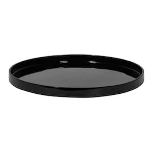 Medium 17.7 in. Dia Glossy Black Fiberstone Indoor Outdoor Round Saucer for Planter