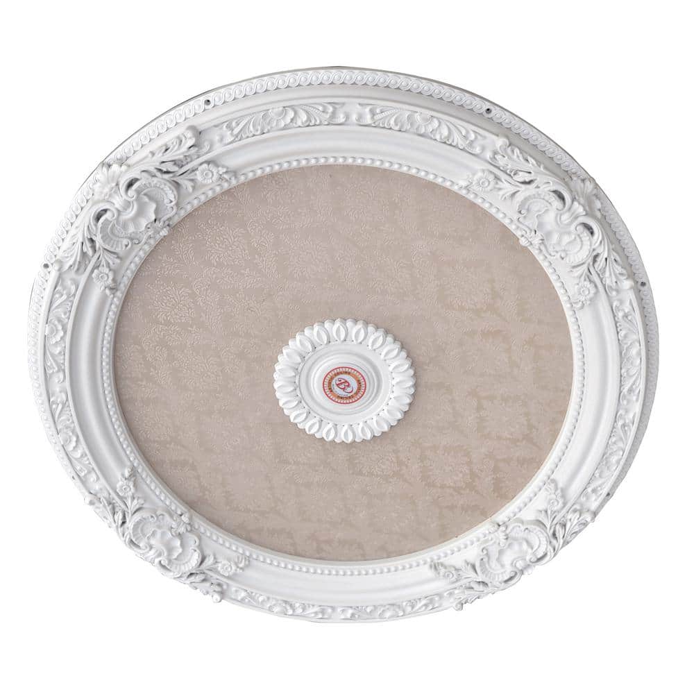 Blanco 36" White and Beige Polystyrene Chandelier Ceiling Medallion