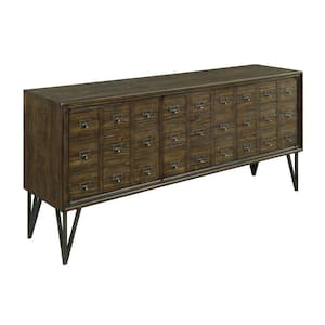 Oxford 64 in. Distressed Brown Rectangle Wood Console Table with Drawers