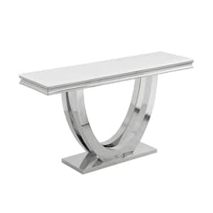 Terracotta 55 in. L Silver Rectangle Faux Marble Console Table