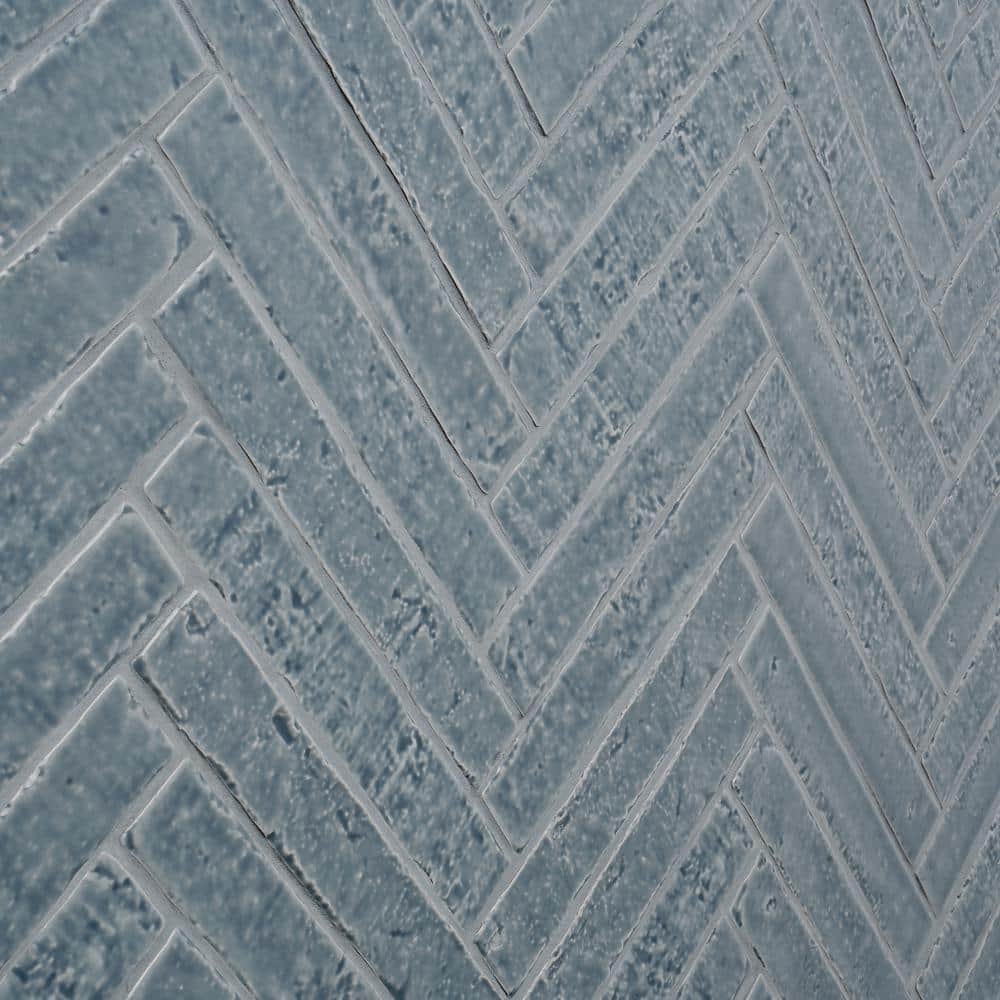 River Blue Glossy Ceramic Subway Wall Tile, 2-in x 9-in