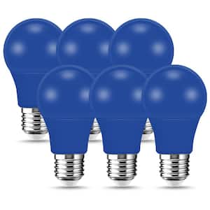 60-Watt Equivalent A19 9W Non-Dimmable Blue LED Colored Light Bulb E26 Base (6-Pack)