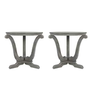 Dongola 24.5 in. Vintage Gray Oak Round Wood End Table (Set of 2)