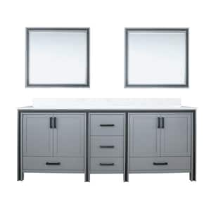 Ziva 84 in W x 22 in D Dark Grey Double Bath Vanity, Cultured Marble Top and 34 in Mirrors