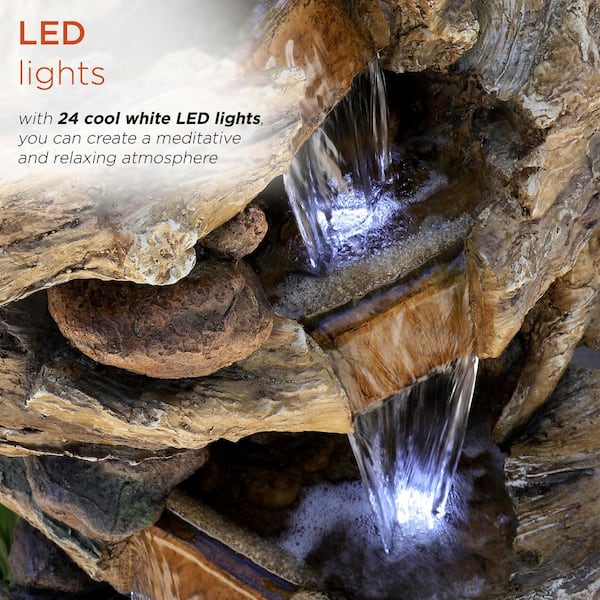 Alpine Corporation 47 in. Tall Outdoor 5-Tier Tree Trunk Waterfall