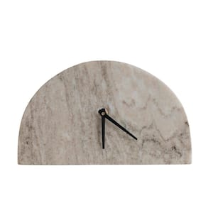 Beige & Black Analog Marble Half Moon Decorative Mantle Clock