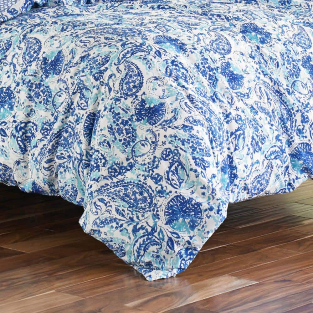 Brooke Twin Blue Cotton Reversible Comforter Set