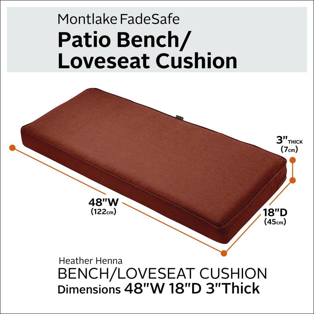 Heather Henna Red Water-Resistant Outdoor Bench Cushion