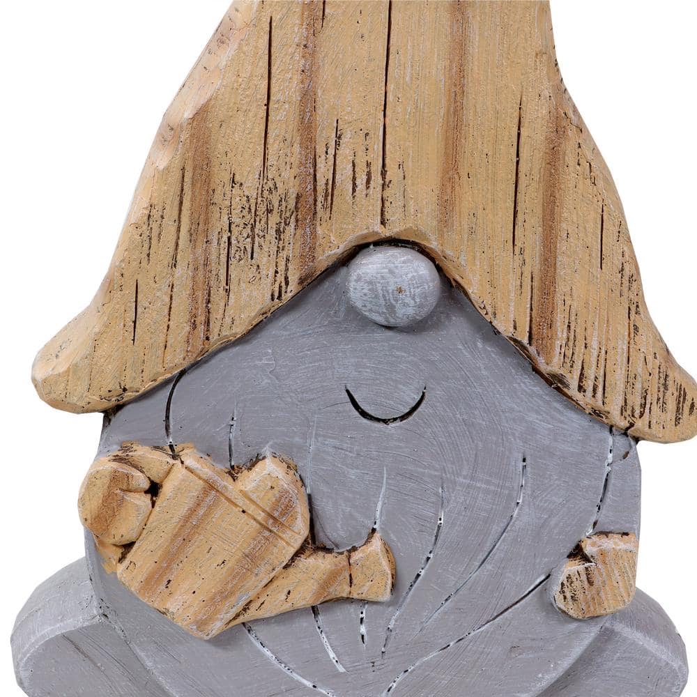 Gray and Beige Ceramic Indoor/Outdoor Garden Gnome Statue