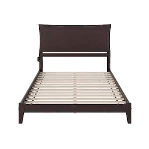 Metro Espresso Queen Solid Wood Frame Low Profile Platform Bed with Attachable USB Device Charger
