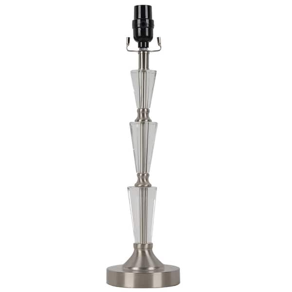 Hampton Bay Mix and Match 19 in. H Crystal and Brushed Steel Table Lamp Base