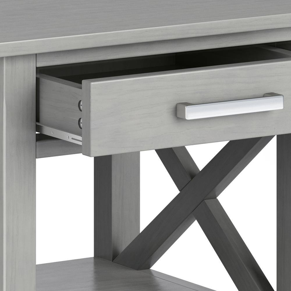 Fog Gray Solid Wood Transitional End Table with Storage