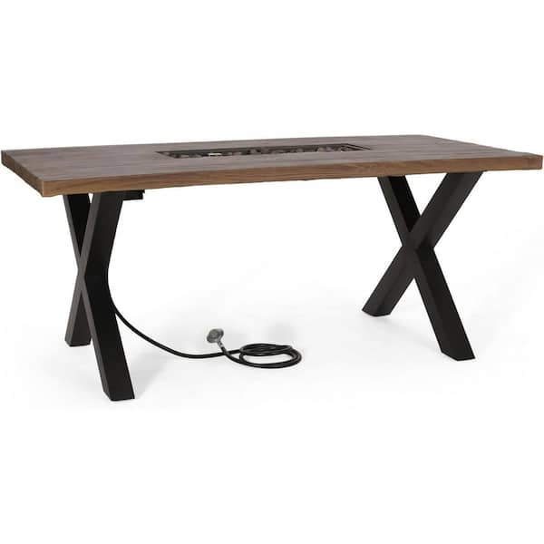 JimsMaison 35 in. W x 30 in. H Iron Rectangle Gas Burning Outdoor Fire Pit in Brown