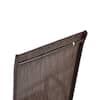 Close-up of the horizontal support bar on the back of a patio chair.