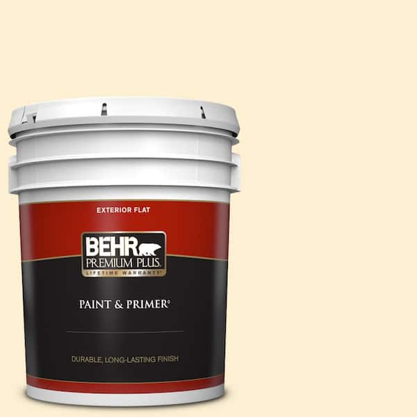 BEHR PREMIUM PLUS 5 gal. #350C-1 Downy Flat Exterior Paint & Primer