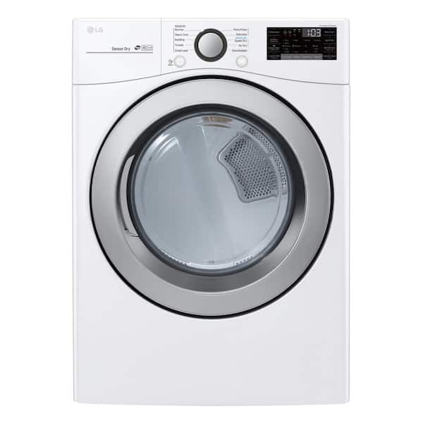 LG 7.4 cu ft. Large Smart Stackable Front Load Electric Dryer with Sensor Dry, Pedestal Compatible & Wi-Fi Enabled in White
