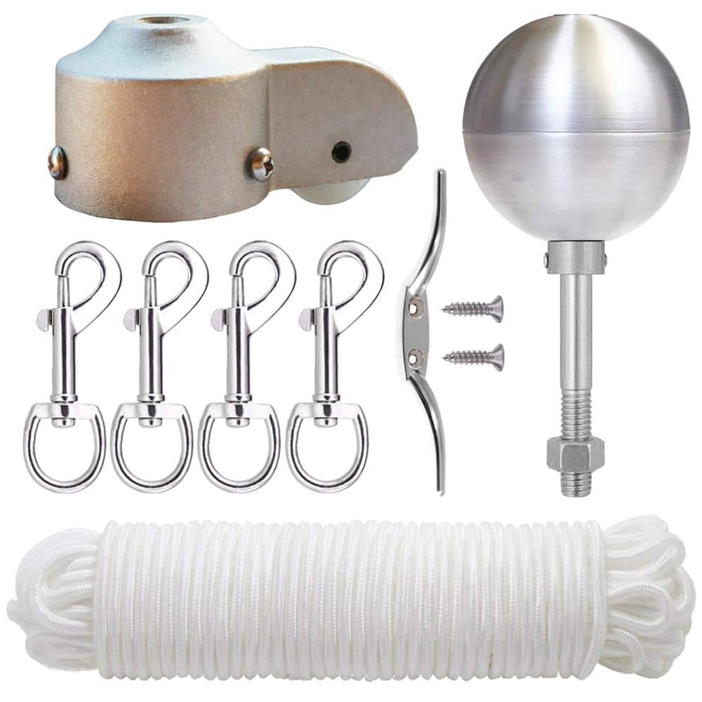 2 in. OD Aluminum Flagpole Repair Kit with 3 in. Silver Ball Topper, 50 ft. Rope and Cleat Hook price history on PriceWatchPro