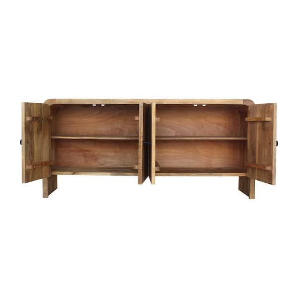 Liv & Skye Brown Wood 63 in. Carved Front Waterfall Edge Sideboard
