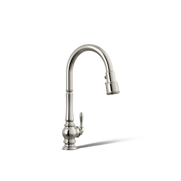 Artifacts Single-Handle Touchless Pull-Down Sprayer Kitchen Faucet in Vibrant Polished Nickel