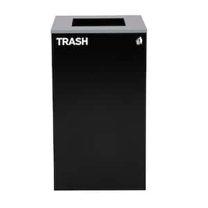 29 Gal. Black Steel Open Top Commercial Trash Can with Square Lid
