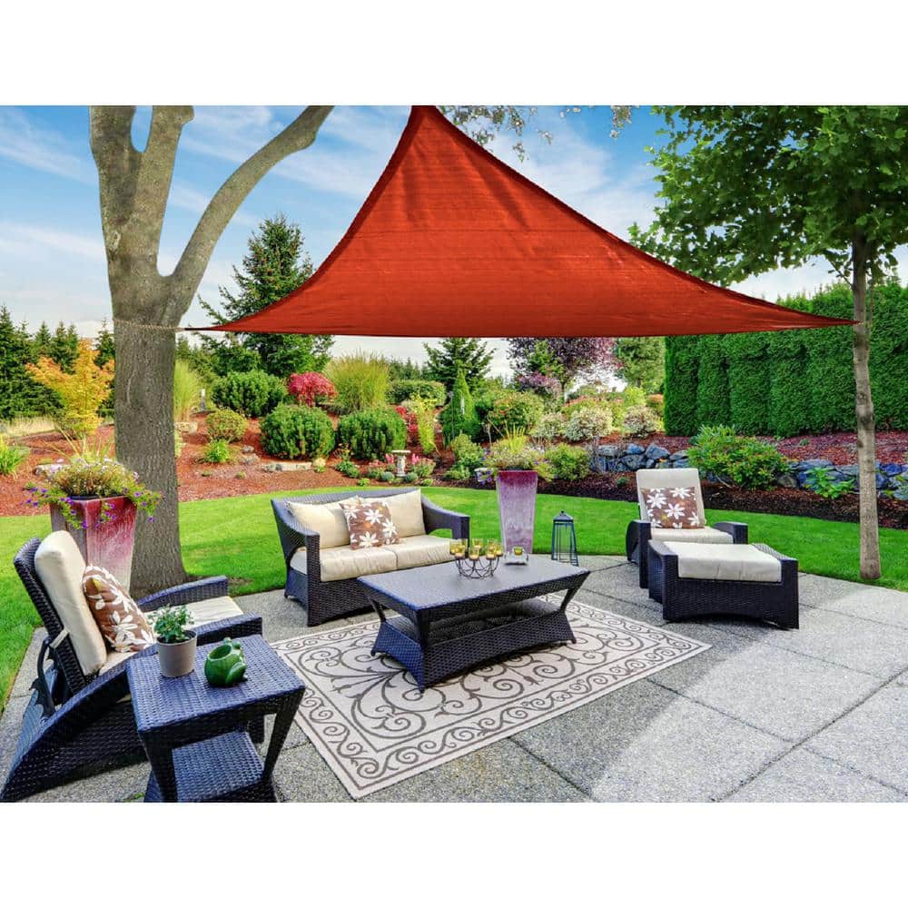 16 ft. x 16 ft. x 16 ft. Red Triangle Awning UV Block for Outdoor Patio Gar