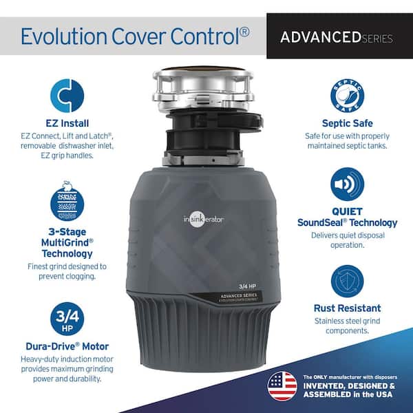 InSinkErator Evolution Cover Control 3/4 HP Garbage Disposal, Advanced  Series EZ Connect Batch Feed Food Waste Disposer EVO CVR CNTRL The Home  Depot