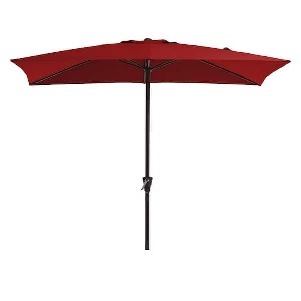 8 ft. x 10 ft. Steel Rectangular Market Umbrella in Red
