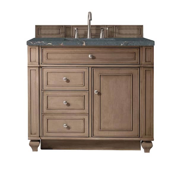 James Martin Vanities Bristol 36.0 in. W x 23.5 in. D x 34.0 in. H Single Vanity in Whitewashed Walnut with Bleu Quartz Top