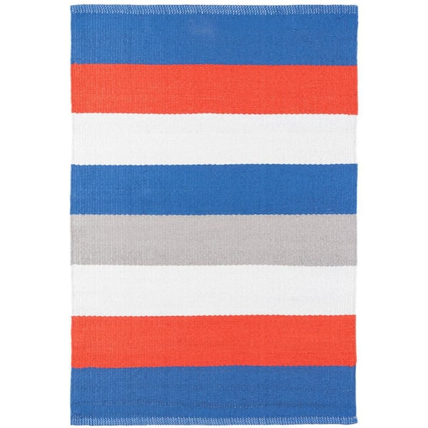 Perry Stripe Handwoven Blue 8 ft. x 10 ft. Outdoor Area Rug