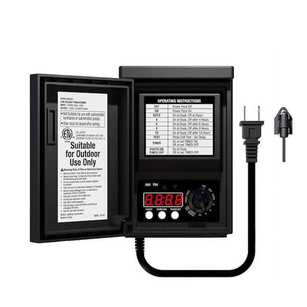 Vrbgify Outdoor Landscape Lighting Transformer 120 Watt Weather-Resistant with Sensor and Timer for Energy Efficient Use