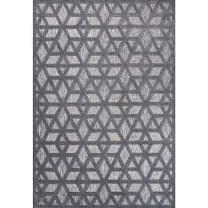 Talaia Neutral Dark Gray 3 ft. x 5 ft. Geometric Indoor/Outdoor Area Rug